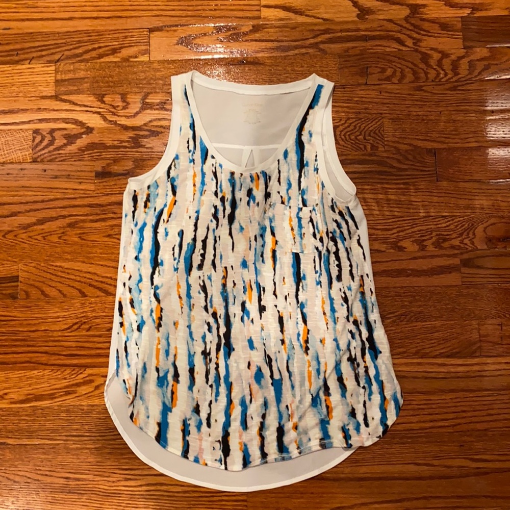 Calvin Klein White Multi Sleeveless Top XS